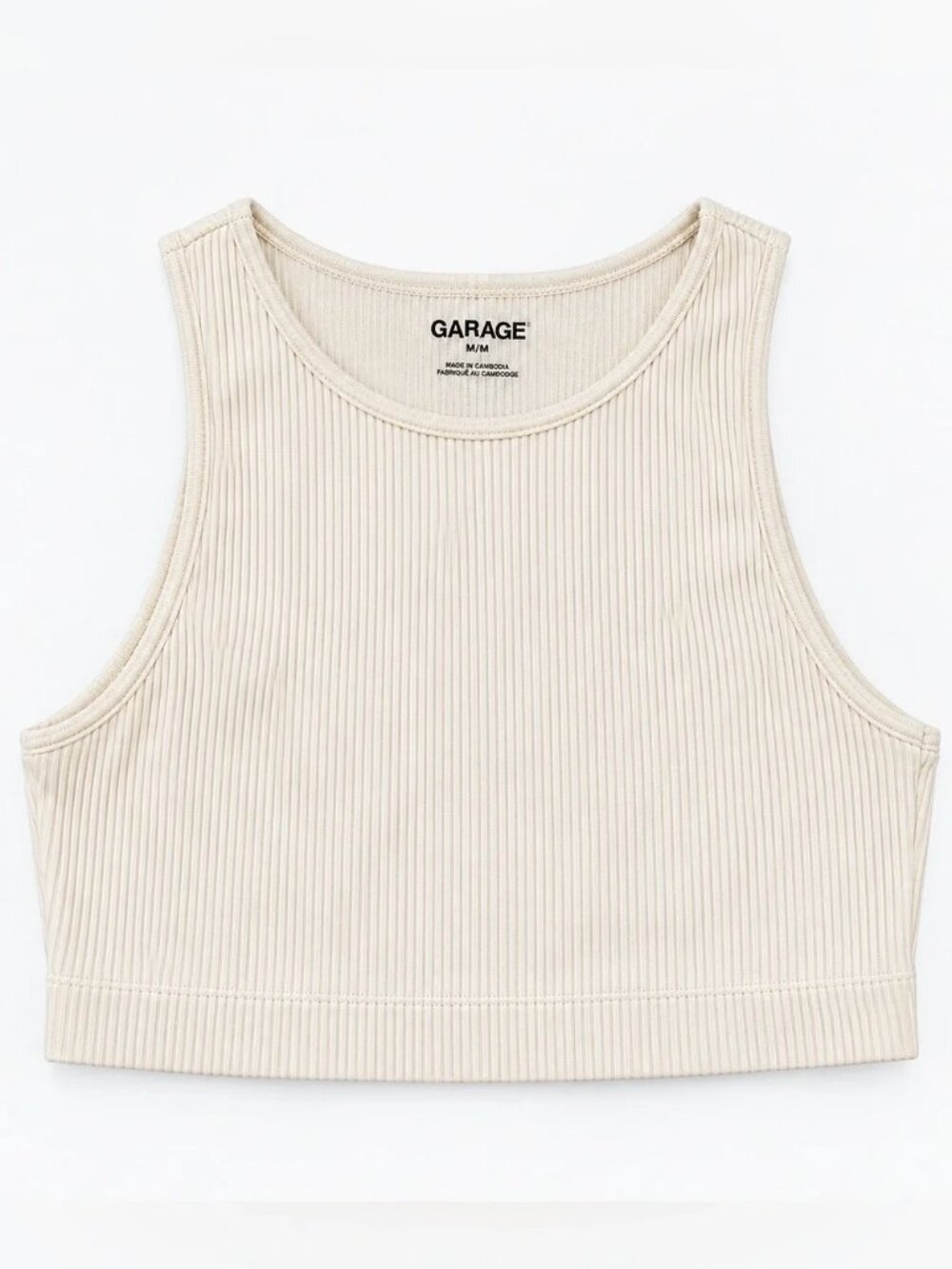 Garage Ribbed Crop Tank Top Cream, Size M